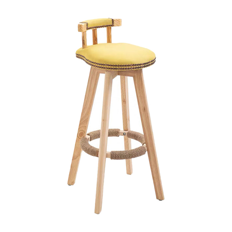 Modern Backrest Armless Counter Stool Wood Household Bar Stool with Cushion and Pedal Yellow Natural 1 Piece Clearhalo 'Bar Furniture' 'Bar Stools' 'bar_stools' 'furn' 'furn_bar_stools' 'furniture_bar_stools' 'Kitchen & Dining Furniture' 'kitchen&dining_furn' 'kitchen' 'kitchen_furn' Furniture' 4198272
