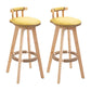 Modern Backrest Armless Counter Stool Wood Household Bar Stool with Cushion and Pedal Yellow Natural 2 Piece Set Clearhalo 'Bar Furniture' 'Bar Stools' 'bar_stools' 'furn' 'furn_bar_stools' 'furniture_bar_stools' 'Kitchen & Dining Furniture' 'kitchen&dining_furn' 'kitchen' 'kitchen_furn' Furniture' 4198273