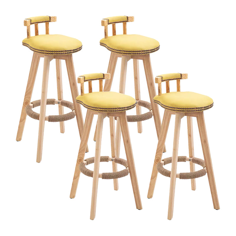 Modern Backrest Armless Counter Stool Wood Household Bar Stool with Cushion and Pedal Yellow Natural 4 Piece Set Clearhalo 'Bar Furniture' 'Bar Stools' 'bar_stools' 'furn' 'furn_bar_stools' 'furniture_bar_stools' 'Kitchen & Dining Furniture' 'kitchen&dining_furn' 'kitchen' 'kitchen_furn' Furniture' 4198274