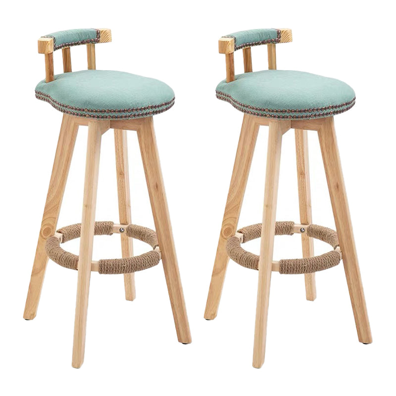 Modern Backrest Armless Counter Stool Wood Household Bar Stool with Cushion and Pedal Blackish Green Natural 2 Piece Set Clearhalo 'Bar Furniture' 'Bar Stools' 'bar_stools' 'furn' 'furn_bar_stools' 'furniture_bar_stools' 'Kitchen & Dining Furniture' 'kitchen&dining_furn' 'kitchen' 'kitchen_furn' Furniture' 4198276