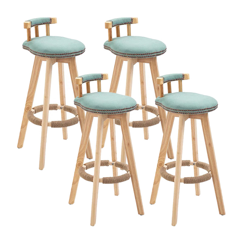 Modern Backrest Armless Counter Stool Wood Household Bar Stool with Cushion and Pedal Blackish Green Natural 4 Piece Set Clearhalo 'Bar Furniture' 'Bar Stools' 'bar_stools' 'furn' 'furn_bar_stools' 'furniture_bar_stools' 'Kitchen & Dining Furniture' 'kitchen&dining_furn' 'kitchen' 'kitchen_furn' Furniture' 4198277