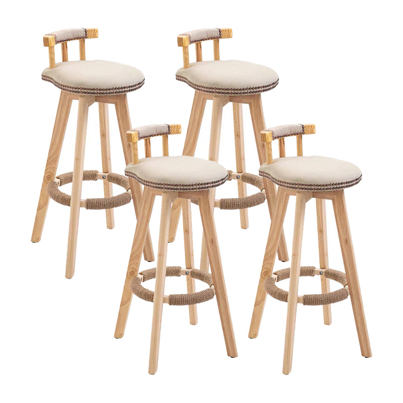 Modern Backrest Armless Counter Stool Wood Household Bar Stool with Cushion and Pedal Grey Natural 4 Piece Set Clearhalo 'Bar Furniture' 'Bar Stools' 'bar_stools' 'furn' 'furn_bar_stools' 'furniture_bar_stools' 'Kitchen & Dining Furniture' 'kitchen&dining_furn' 'kitchen' 'kitchen_furn' Furniture' 4198280
