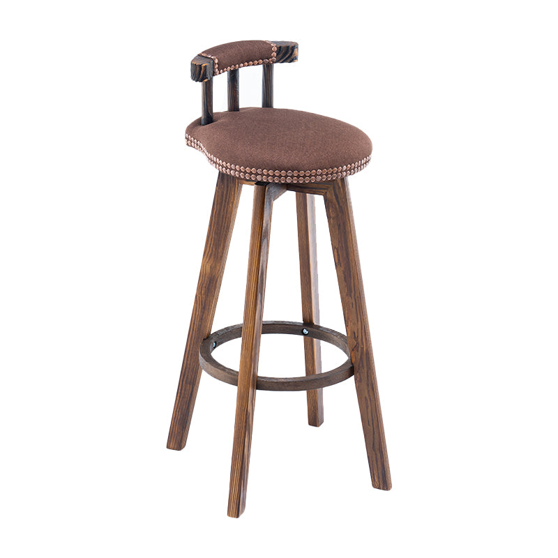Modern Backrest Armless Counter Stool Wood Household Bar Stool with Cushion and Pedal Coffee Brown 1 Piece Clearhalo 'Bar Furniture' 'Bar Stools' 'bar_stools' 'furn' 'furn_bar_stools' 'furniture_bar_stools' 'Kitchen & Dining Furniture' 'kitchen&dining_furn' 'kitchen' 'kitchen_furn' Furniture' 4198284