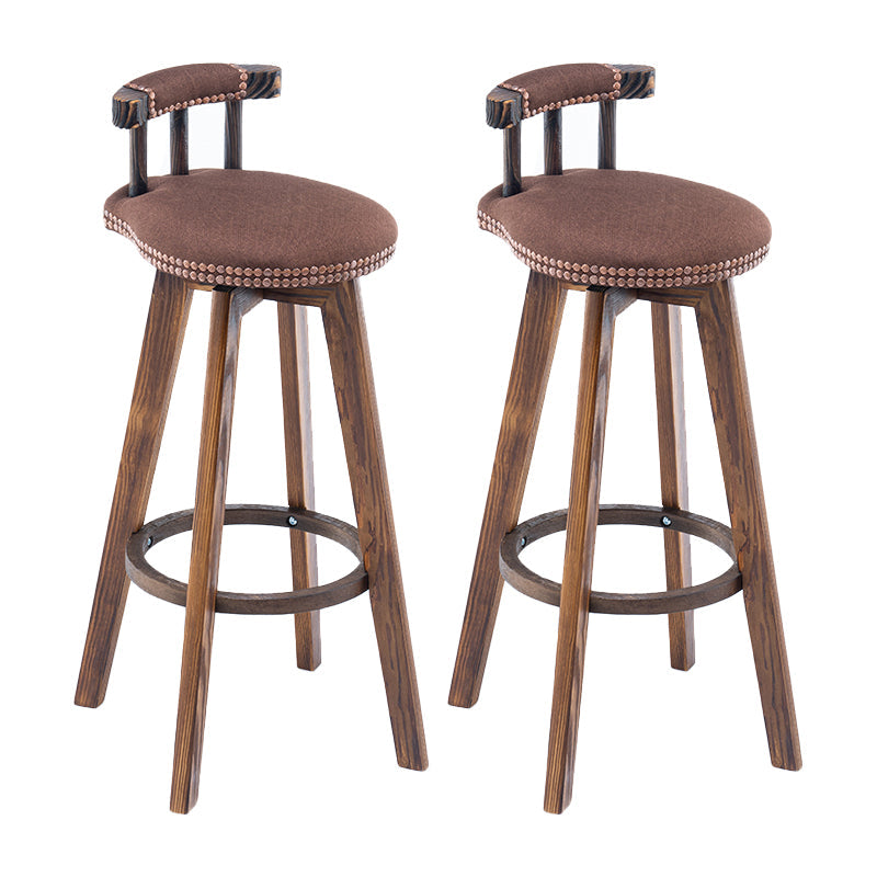 Modern Backrest Armless Counter Stool Wood Household Bar Stool with Cushion and Pedal Coffee Brown 2 Piece Set Clearhalo 'Bar Furniture' 'Bar Stools' 'bar_stools' 'furn' 'furn_bar_stools' 'furniture_bar_stools' 'Kitchen & Dining Furniture' 'kitchen&dining_furn' 'kitchen' 'kitchen_furn' Furniture' 4198285