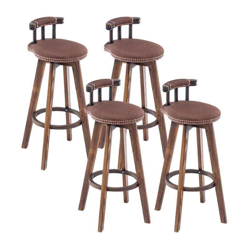 Modern Backrest Armless Counter Stool Wood Household Bar Stool with Cushion and Pedal Coffee Brown 4 Piece Set Clearhalo 'Bar Furniture' 'Bar Stools' 'bar_stools' 'furn' 'furn_bar_stools' 'furniture_bar_stools' 'Kitchen & Dining Furniture' 'kitchen&dining_furn' 'kitchen' 'kitchen_furn' Furniture' 4198286