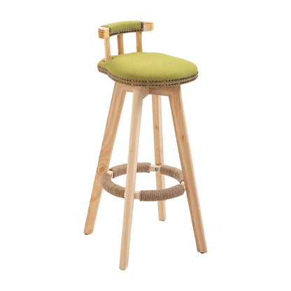 Modern Backrest Armless Counter Stool Wood Household Bar Stool with Cushion and Pedal Blue Natural 1 Piece Clearhalo 'Bar Furniture' 'Bar Stools' 'bar_stools' 'furn' 'furn_bar_stools' 'furniture_bar_stools' 'Kitchen & Dining Furniture' 'kitchen&dining_furn' 'kitchen' 'kitchen_furn' Furniture' 4198287
