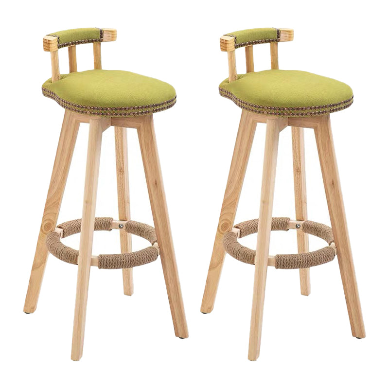 Modern Backrest Armless Counter Stool Wood Household Bar Stool with Cushion and Pedal Blue Natural 2 Piece Set Clearhalo 'Bar Furniture' 'Bar Stools' 'bar_stools' 'furn' 'furn_bar_stools' 'furniture_bar_stools' 'Kitchen & Dining Furniture' 'kitchen&dining_furn' 'kitchen' 'kitchen_furn' Furniture' 4198288