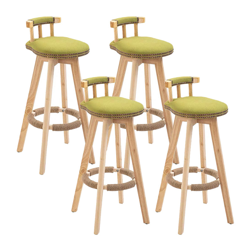 Modern Backrest Armless Counter Stool Wood Household Bar Stool with Cushion and Pedal Blue Natural 4 Piece Set Clearhalo 'Bar Furniture' 'Bar Stools' 'bar_stools' 'furn' 'furn_bar_stools' 'furniture_bar_stools' 'Kitchen & Dining Furniture' 'kitchen&dining_furn' 'kitchen' 'kitchen_furn' Furniture' 4198289