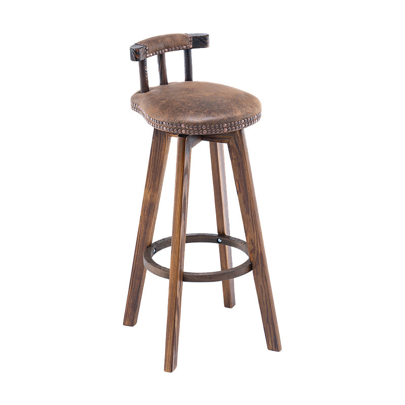 Modern Backrest Armless Counter Stool Wood Household Bar Stool with Cushion and Pedal Gold-Black Brown 1 Piece Clearhalo 'Bar Furniture' 'Bar Stools' 'bar_stools' 'furn' 'furn_bar_stools' 'furniture_bar_stools' 'Kitchen & Dining Furniture' 'kitchen&dining_furn' 'kitchen' 'kitchen_furn' Furniture' 4198290