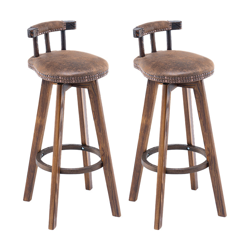 Modern Backrest Armless Counter Stool Wood Household Bar Stool with Cushion and Pedal Gold-Black Brown 2 Piece Set Clearhalo 'Bar Furniture' 'Bar Stools' 'bar_stools' 'furn' 'furn_bar_stools' 'furniture_bar_stools' 'Kitchen & Dining Furniture' 'kitchen&dining_furn' 'kitchen' 'kitchen_furn' Furniture' 4198291
