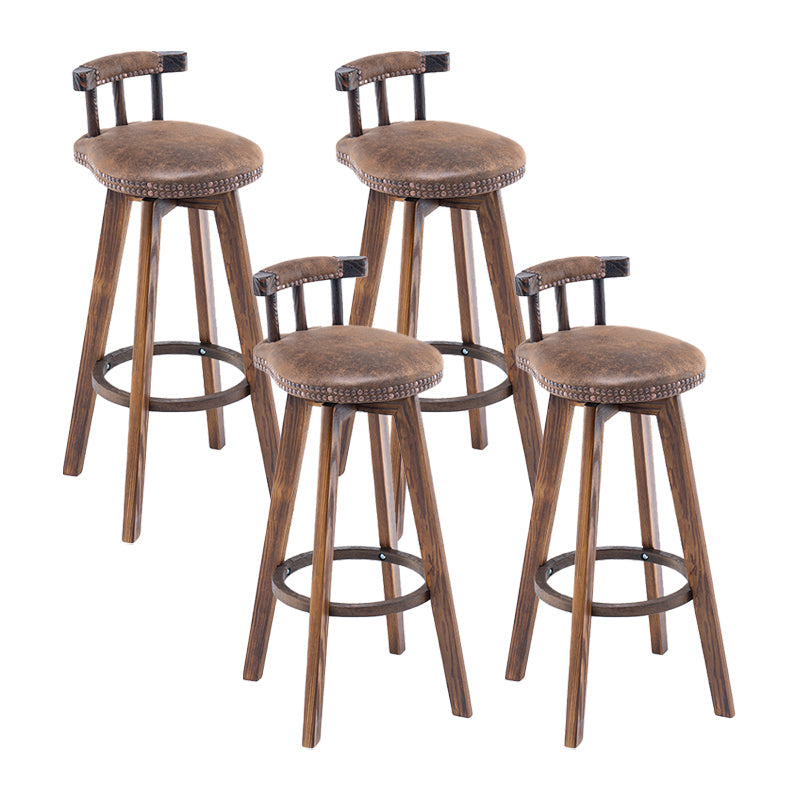 Modern Backrest Armless Counter Stool Wood Household Bar Stool with Cushion and Pedal Gold-Black Brown 4 Piece Set Clearhalo 'Bar Furniture' 'Bar Stools' 'bar_stools' 'furn' 'furn_bar_stools' 'furniture_bar_stools' 'Kitchen & Dining Furniture' 'kitchen&dining_furn' 'kitchen' 'kitchen_furn' Furniture' 4198292