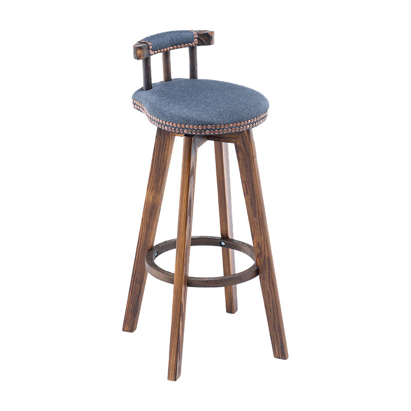 Modern Backrest Armless Counter Stool Wood Household Bar Stool with Cushion and Pedal Grey Brown 1 Piece Clearhalo 'Bar Furniture' 'Bar Stools' 'bar_stools' 'furn' 'furn_bar_stools' 'furniture_bar_stools' 'Kitchen & Dining Furniture' 'kitchen&dining_furn' 'kitchen' 'kitchen_furn' Furniture' 4198293