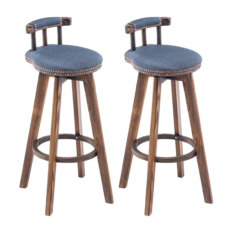 Modern Backrest Armless Counter Stool Wood Household Bar Stool with Cushion and Pedal Grey Brown 2 Piece Set Clearhalo 'Bar Furniture' 'Bar Stools' 'bar_stools' 'furn' 'furn_bar_stools' 'furniture_bar_stools' 'Kitchen & Dining Furniture' 'kitchen&dining_furn' 'kitchen' 'kitchen_furn' Furniture' 4198294