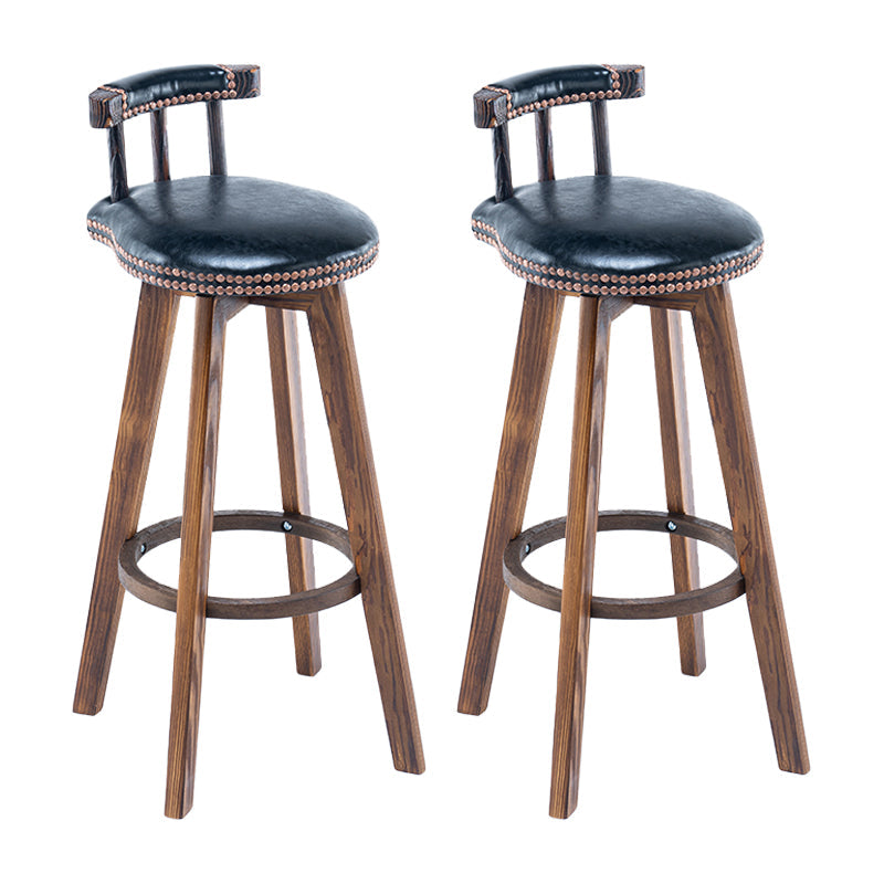 Modern Backrest Armless Counter Stool Wood Household Bar Stool with Cushion and Pedal Black Brown 2 Piece Set Clearhalo 'Bar Furniture' 'Bar Stools' 'bar_stools' 'furn' 'furn_bar_stools' 'furniture_bar_stools' 'Kitchen & Dining Furniture' 'kitchen&dining_furn' 'kitchen' 'kitchen_furn' Furniture' 4198297