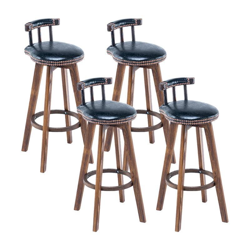 Modern Backrest Armless Counter Stool Wood Household Bar Stool with Cushion and Pedal Black Brown 4 Piece Set Clearhalo 'Bar Furniture' 'Bar Stools' 'bar_stools' 'furn' 'furn_bar_stools' 'furniture_bar_stools' 'Kitchen & Dining Furniture' 'kitchen&dining_furn' 'kitchen' 'kitchen_furn' Furniture' 4198298