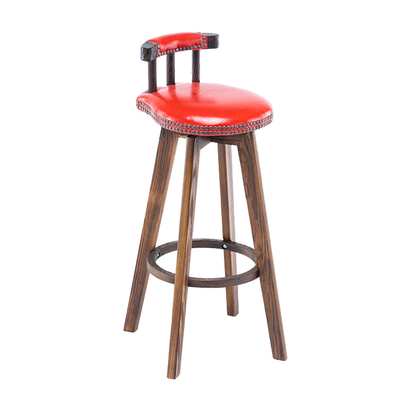 Modern Backrest Armless Counter Stool Wood Household Bar Stool with Cushion and Pedal Red Brown 1 Piece Clearhalo 'Bar Furniture' 'Bar Stools' 'bar_stools' 'furn' 'furn_bar_stools' 'furniture_bar_stools' 'Kitchen & Dining Furniture' 'kitchen&dining_furn' 'kitchen' 'kitchen_furn' Furniture' 4198299