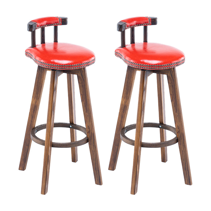 Modern Backrest Armless Counter Stool Wood Household Bar Stool with Cushion and Pedal Red Brown 2 Piece Set Clearhalo 'Bar Furniture' 'Bar Stools' 'bar_stools' 'furn' 'furn_bar_stools' 'furniture_bar_stools' 'Kitchen & Dining Furniture' 'kitchen&dining_furn' 'kitchen' 'kitchen_furn' Furniture' 4198300