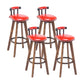 Modern Backrest Armless Counter Stool Wood Household Bar Stool with Cushion and Pedal Red Brown 4 Piece Set Clearhalo 'Bar Furniture' 'Bar Stools' 'bar_stools' 'furn' 'furn_bar_stools' 'furniture_bar_stools' 'Kitchen & Dining Furniture' 'kitchen&dining_furn' 'kitchen' 'kitchen_furn' Furniture' 4198301