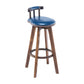 Modern Backrest Armless Counter Stool Wood Household Bar Stool with Cushion and Pedal Blue Brown 1 Piece Clearhalo 'Bar Furniture' 'Bar Stools' 'bar_stools' 'furn' 'furn_bar_stools' 'furniture_bar_stools' 'Kitchen & Dining Furniture' 'kitchen&dining_furn' 'kitchen' 'kitchen_furn' Furniture' 4198302