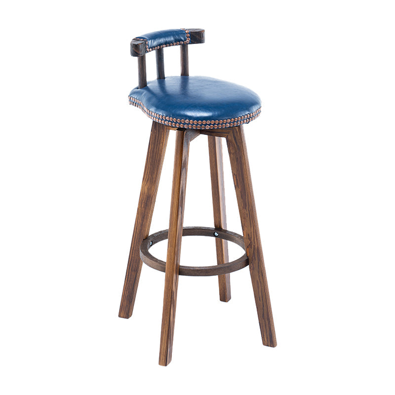 Modern Backrest Armless Counter Stool Wood Household Bar Stool with Cushion and Pedal Blue Brown 1 Piece Clearhalo 'Bar Furniture' 'Bar Stools' 'bar_stools' 'furn' 'furn_bar_stools' 'furniture_bar_stools' 'Kitchen & Dining Furniture' 'kitchen&dining_furn' 'kitchen' 'kitchen_furn' Furniture' 4198302