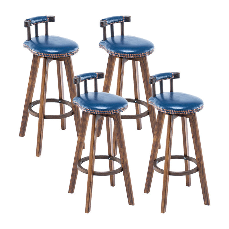 Modern Backrest Armless Counter Stool Wood Household Bar Stool with Cushion and Pedal Blue Brown 4 Piece Set Clearhalo 'Bar Furniture' 'Bar Stools' 'bar_stools' 'furn' 'furn_bar_stools' 'furniture_bar_stools' 'Kitchen & Dining Furniture' 'kitchen&dining_furn' 'kitchen' 'kitchen_furn' Furniture' 4198304