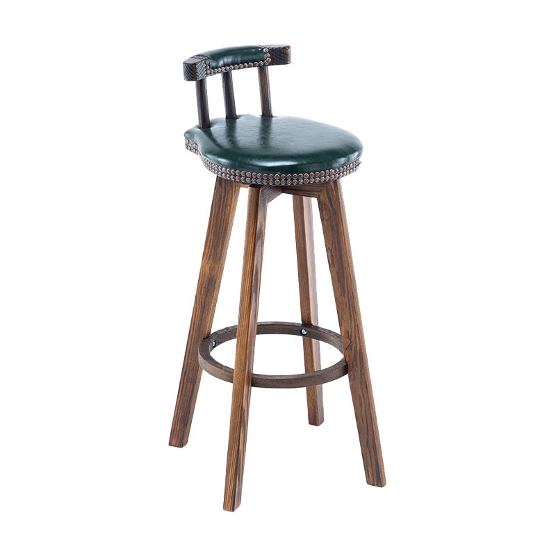 Modern Backrest Armless Counter Stool Wood Household Bar Stool with Cushion and Pedal Blackish Green Brown 1 Piece Clearhalo 'Bar Furniture' 'Bar Stools' 'bar_stools' 'furn' 'furn_bar_stools' 'furniture_bar_stools' 'Kitchen & Dining Furniture' 'kitchen&dining_furn' 'kitchen' 'kitchen_furn' Furniture' 4198305