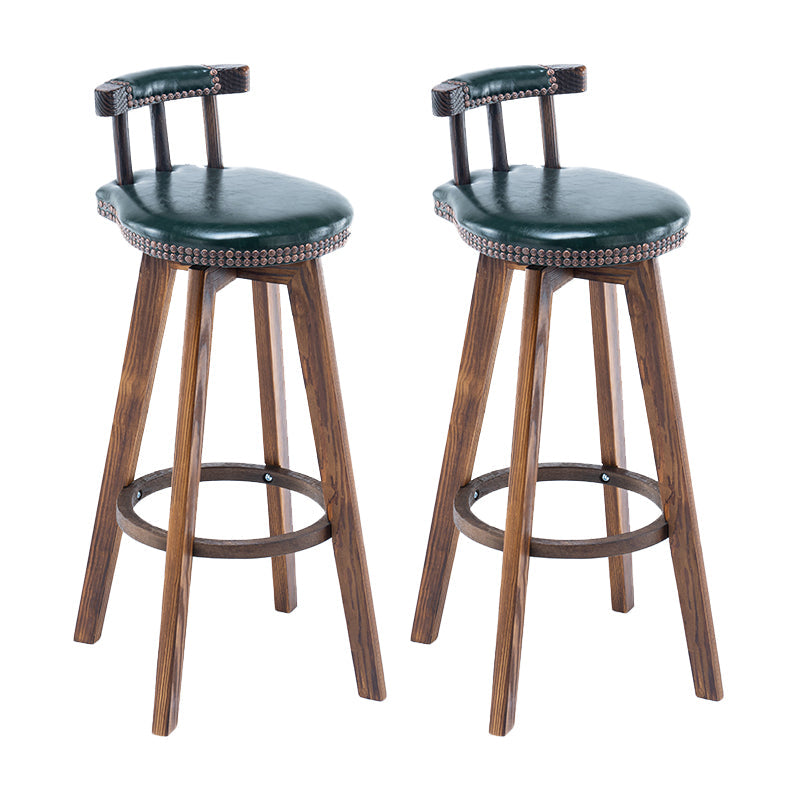 Modern Backrest Armless Counter Stool Wood Household Bar Stool with Cushion and Pedal Blackish Green Brown 2 Piece Set Clearhalo 'Bar Furniture' 'Bar Stools' 'bar_stools' 'furn' 'furn_bar_stools' 'furniture_bar_stools' 'Kitchen & Dining Furniture' 'kitchen&dining_furn' 'kitchen' 'kitchen_furn' Furniture' 4198306