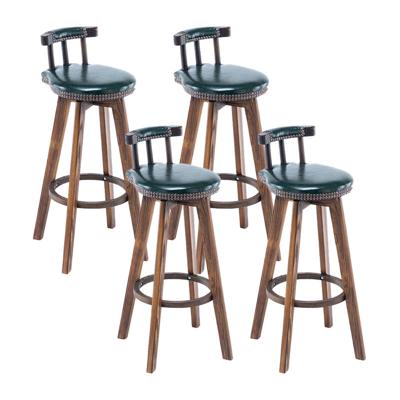 Modern Backrest Armless Counter Stool Wood Household Bar Stool with Cushion and Pedal Blackish Green Brown 4 Piece Set Clearhalo 'Bar Furniture' 'Bar Stools' 'bar_stools' 'furn' 'furn_bar_stools' 'furniture_bar_stools' 'Kitchen & Dining Furniture' 'kitchen&dining_furn' 'kitchen' 'kitchen_furn' Furniture' 4198307