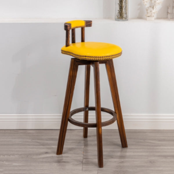 Modern Backrest Armless Counter Stool Wood Household Bar Stool with Cushion and Pedal Yellow Brown 1 Piece Clearhalo 'Bar Furniture' 'Bar Stools' 'bar_stools' 'furn' 'furn_bar_stools' 'furniture_bar_stools' 'Kitchen & Dining Furniture' 'kitchen&dining_furn' 'kitchen' 'kitchen_furn' Furniture' 4198308