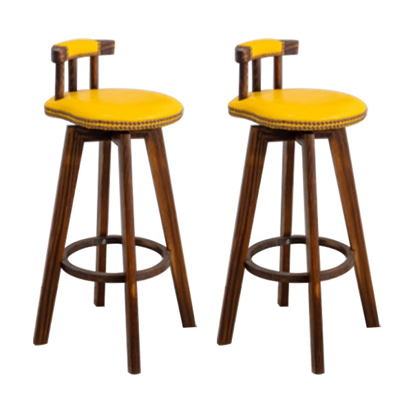 Modern Backrest Armless Counter Stool Wood Household Bar Stool with Cushion and Pedal Yellow Brown 2 Piece Set Clearhalo 'Bar Furniture' 'Bar Stools' 'bar_stools' 'furn' 'furn_bar_stools' 'furniture_bar_stools' 'Kitchen & Dining Furniture' 'kitchen&dining_furn' 'kitchen' 'kitchen_furn' Furniture' 4198309