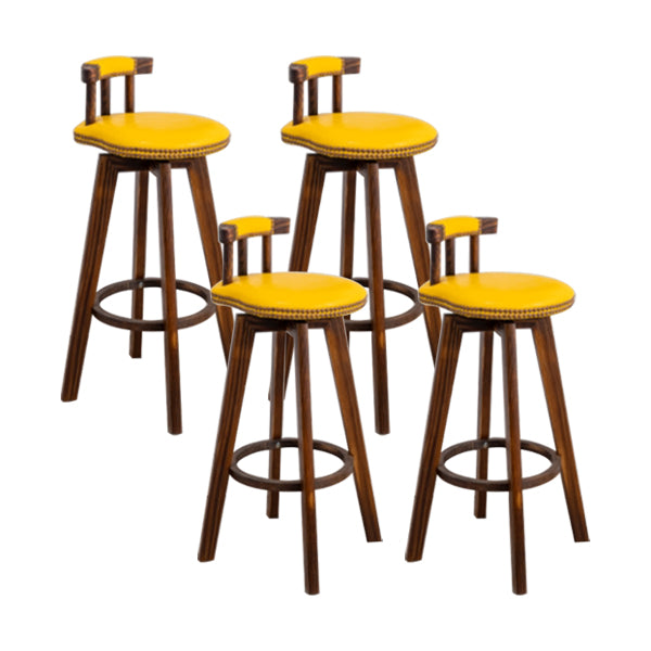 Modern Backrest Armless Counter Stool Wood Household Bar Stool with Cushion and Pedal Yellow Brown 4 Piece Set Clearhalo 'Bar Furniture' 'Bar Stools' 'bar_stools' 'furn' 'furn_bar_stools' 'furniture_bar_stools' 'Kitchen & Dining Furniture' 'kitchen&dining_furn' 'kitchen' 'kitchen_furn' Furniture' 4198310