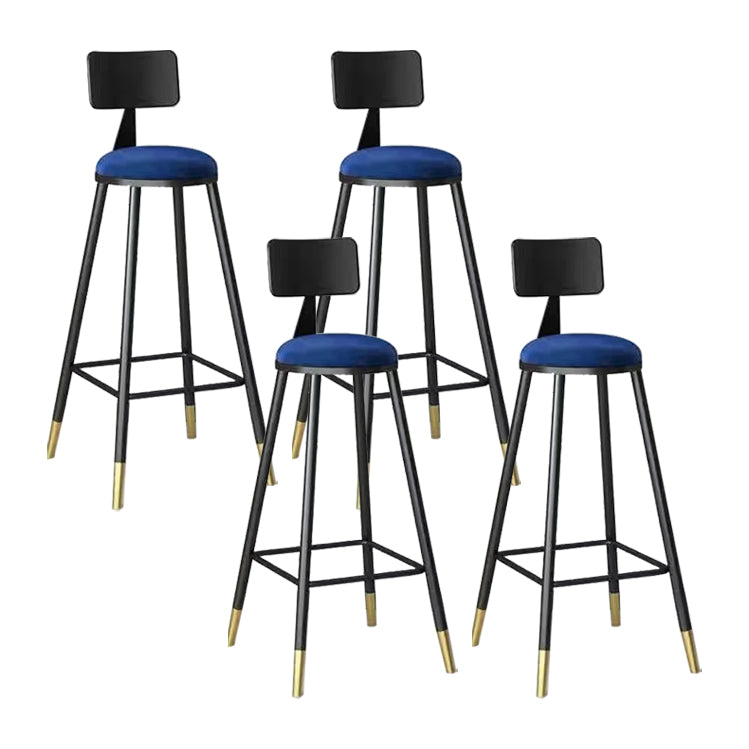 Contemporary Counter Stools Armless Upholstered Indoor Bar Stool Stainless Steel Base Blue 4 Piece Set Clearhalo 'Bar Furniture' 'Bar Stools' 'bar_stools' 'furn' 'furn_bar_stools' 'furniture_bar_stools' 'Kitchen & Dining Furniture' 'kitchen&dining_furn' 'kitchen' 'kitchen_furn' Furniture' 4198337