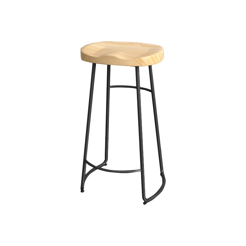 Contemporary Oval Counter Stools Armless Wood Indoor Bar Stool with Iron Base Black Bar Stool(30"H) Clearhalo 'Bar Furniture' 'Bar Stools' 'bar_stools' 'furn' 'furn_bar_stools' 'furniture_bar_stools' 'Kitchen & Dining Furniture' 'kitchen&dining_furn' 'kitchen' 'kitchen_furn' Furniture' 4198391