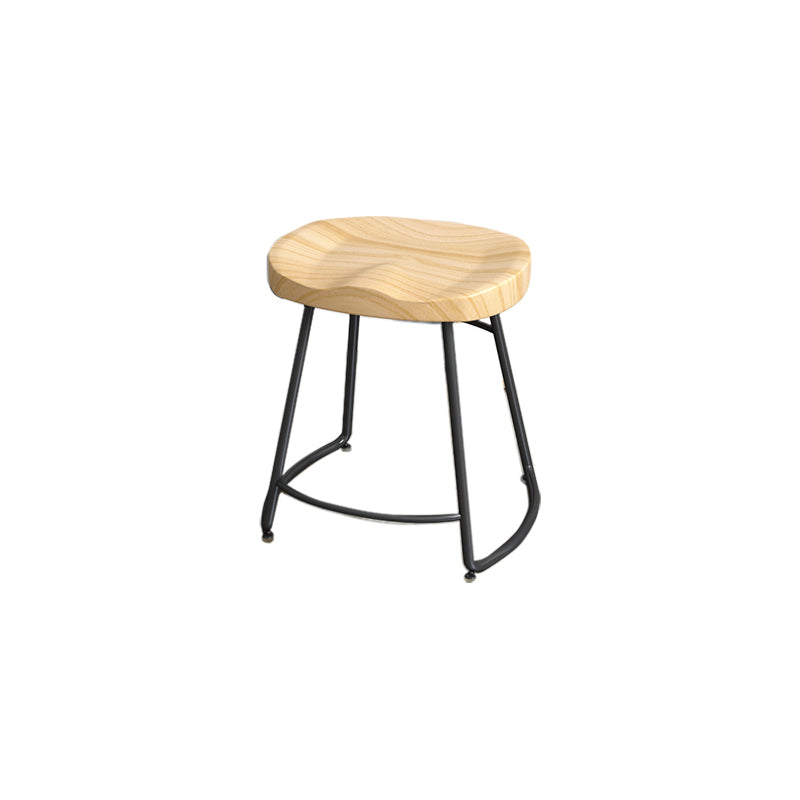 Contemporary Oval Counter Stools Armless Wood Indoor Bar Stool with Iron Base Black Short Stool(18"H) Clearhalo 'Bar Furniture' 'Bar Stools' 'bar_stools' 'furn' 'furn_bar_stools' 'furniture_bar_stools' 'Kitchen & Dining Furniture' 'kitchen&dining_furn' 'kitchen' 'kitchen_furn' Furniture' 4198395