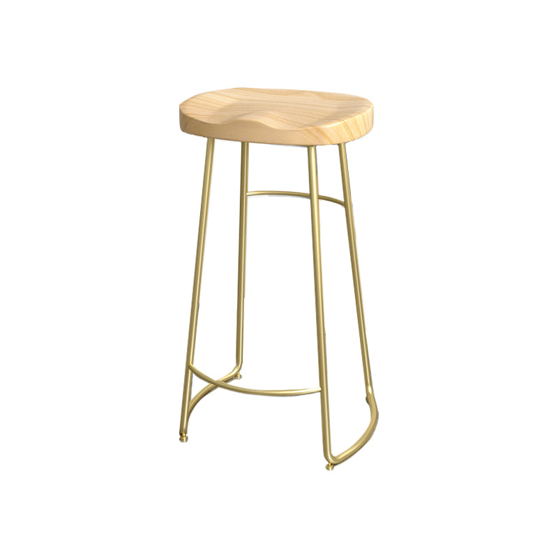 Contemporary Oval Counter Stools Armless Wood Indoor Bar Stool with Iron Base Gold Bar Stool(30"H) Clearhalo 'Bar Furniture' 'Bar Stools' 'bar_stools' 'furn' 'furn_bar_stools' 'furniture_bar_stools' 'Kitchen & Dining Furniture' 'kitchen&dining_furn' 'kitchen' 'kitchen_furn' Furniture' 4198397