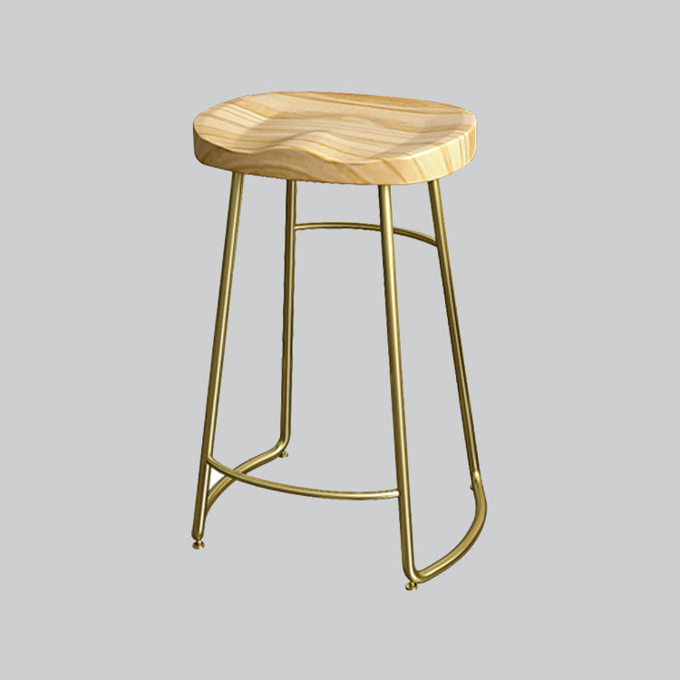 Contemporary Oval Counter Stools Armless Wood Indoor Bar Stool with Iron Base Clearhalo 'Bar Furniture' 'Bar Stools' 'bar_stools' 'furn' 'furn_bar_stools' 'furniture_bar_stools' 'Kitchen & Dining Furniture' 'kitchen&dining_furn' 'kitchen' 'kitchen_furn' Furniture' 4198398