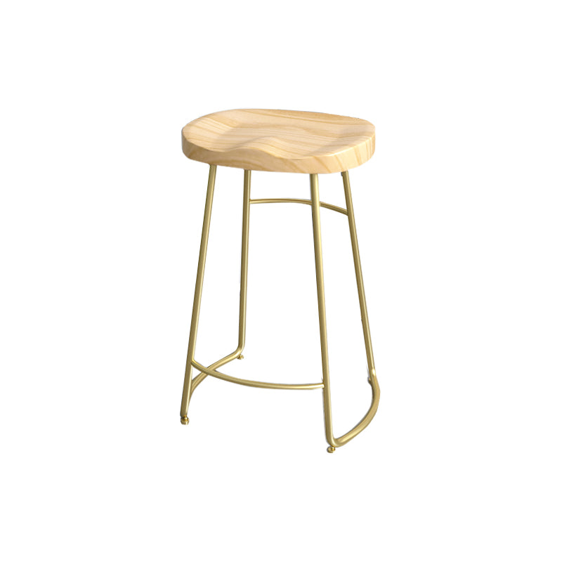 Contemporary Oval Counter Stools Armless Wood Indoor Bar Stool with Iron Base Gold Counter Stool(26"H) Clearhalo 'Bar Furniture' 'Bar Stools' 'bar_stools' 'furn' 'furn_bar_stools' 'furniture_bar_stools' 'Kitchen & Dining Furniture' 'kitchen&dining_furn' 'kitchen' 'kitchen_furn' Furniture' 4198399