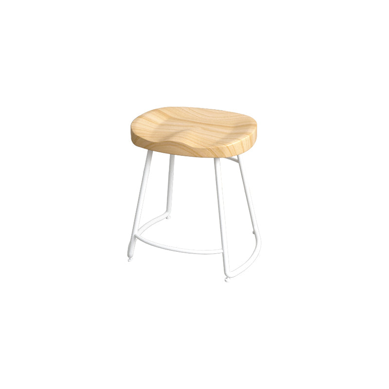 Contemporary Oval Counter Stools Armless Wood Indoor Bar Stool with Iron Base White Short Stool(18"H) Clearhalo 'Bar Furniture' 'Bar Stools' 'bar_stools' 'furn' 'furn_bar_stools' 'furniture_bar_stools' 'Kitchen & Dining Furniture' 'kitchen&dining_furn' 'kitchen' 'kitchen_furn' Furniture' 4198400