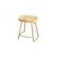 Contemporary Oval Counter Stools Armless Wood Indoor Bar Stool with Iron Base Gold Short Stool(18"H) Clearhalo 'Bar Furniture' 'Bar Stools' 'bar_stools' 'furn' 'furn_bar_stools' 'furniture_bar_stools' 'Kitchen & Dining Furniture' 'kitchen&dining_furn' 'kitchen' 'kitchen_furn' Furniture' 4198402
