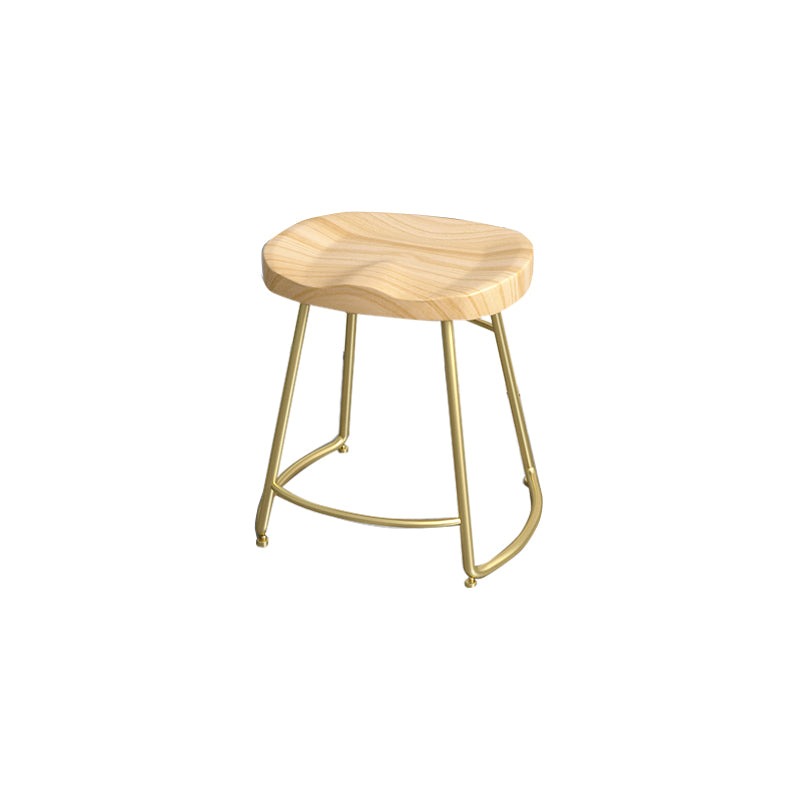 Contemporary Oval Counter Stools Armless Wood Indoor Bar Stool with Iron Base Gold Short Stool(18"H) Clearhalo 'Bar Furniture' 'Bar Stools' 'bar_stools' 'furn' 'furn_bar_stools' 'furniture_bar_stools' 'Kitchen & Dining Furniture' 'kitchen&dining_furn' 'kitchen' 'kitchen_furn' Furniture' 4198402
