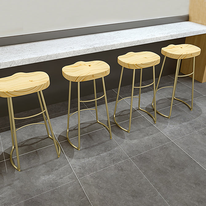 Contemporary Oval Counter Stools Armless Wood Indoor Bar Stool with Iron Base Clearhalo 'Bar Furniture' 'Bar Stools' 'bar_stools' 'furn' 'furn_bar_stools' 'furniture_bar_stools' 'Kitchen & Dining Furniture' 'kitchen&dining_furn' 'kitchen' 'kitchen_furn' Furniture' 4198405