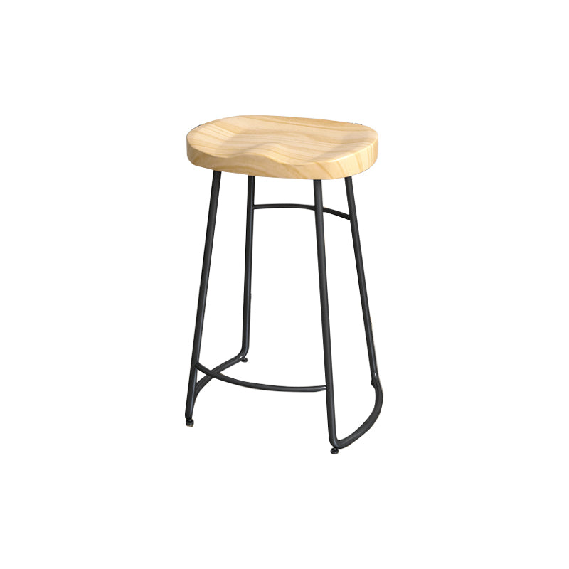 Contemporary Oval Counter Stools Armless Wood Indoor Bar Stool with Iron Base Black Counter Stool(26"H) Clearhalo 'Bar Furniture' 'Bar Stools' 'bar_stools' 'furn' 'furn_bar_stools' 'furniture_bar_stools' 'Kitchen & Dining Furniture' 'kitchen&dining_furn' 'kitchen' 'kitchen_furn' Furniture' 4198406