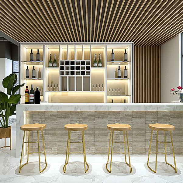 Contemporary Oval Counter Stools Armless Wood Indoor Bar Stool with Iron Base Clearhalo 'Bar Furniture' 'Bar Stools' 'bar_stools' 'furn' 'furn_bar_stools' 'furniture_bar_stools' 'Kitchen & Dining Furniture' 'kitchen&dining_furn' 'kitchen' 'kitchen_furn' Furniture' 4198408