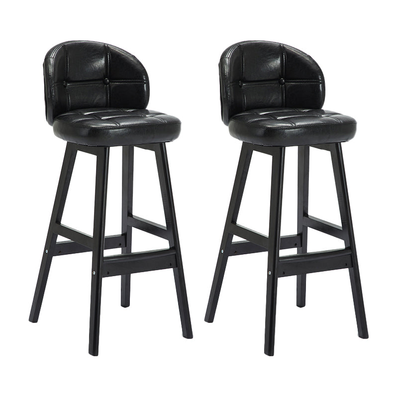 Modern Armless Counter Stool Wood Household Bar Stool with Cushion Black Black 2 Piece Set Clearhalo 'Bar Furniture' 'Bar Stools' 'bar_stools' 'furn' 'furn_bar_stools' 'furniture_bar_stools' 'Kitchen & Dining Furniture' 'kitchen&dining_furn' 'kitchen' 'kitchen_furn' Furniture' 4198417