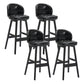 Modern Armless Counter Stool Wood Household Bar Stool with Cushion Black Black 4 Piece Set Clearhalo 'Bar Furniture' 'Bar Stools' 'bar_stools' 'furn' 'furn_bar_stools' 'furniture_bar_stools' 'Kitchen & Dining Furniture' 'kitchen&dining_furn' 'kitchen' 'kitchen_furn' Furniture' 4198419