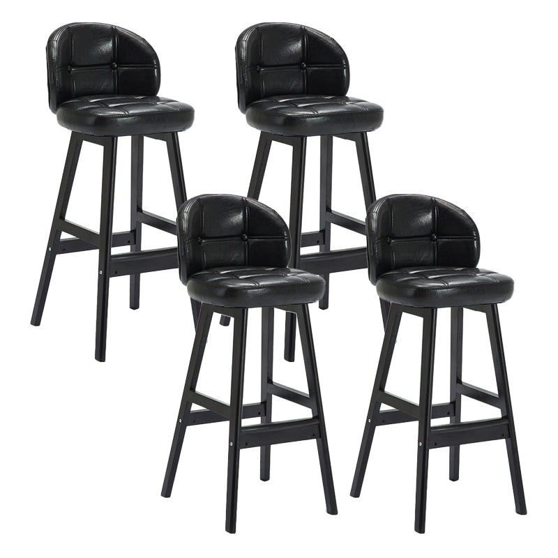 Modern Armless Counter Stool Wood Household Bar Stool with Cushion Black Black 4 Piece Set Clearhalo 'Bar Furniture' 'Bar Stools' 'bar_stools' 'furn' 'furn_bar_stools' 'furniture_bar_stools' 'Kitchen & Dining Furniture' 'kitchen&dining_furn' 'kitchen' 'kitchen_furn' Furniture' 4198419