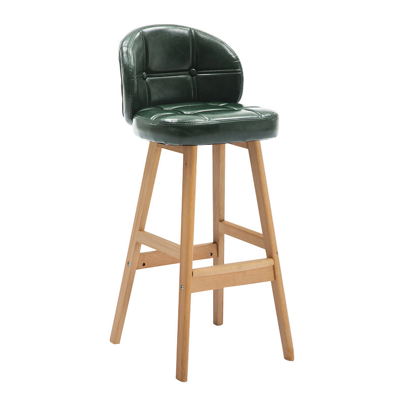 Modern Armless Counter Stool Wood Household Bar Stool with Cushion Blackish Green Natural 1 Piece Clearhalo 'Bar Furniture' 'Bar Stools' 'bar_stools' 'furn' 'furn_bar_stools' 'furniture_bar_stools' 'Kitchen & Dining Furniture' 'kitchen&dining_furn' 'kitchen' 'kitchen_furn' Furniture' 4198422