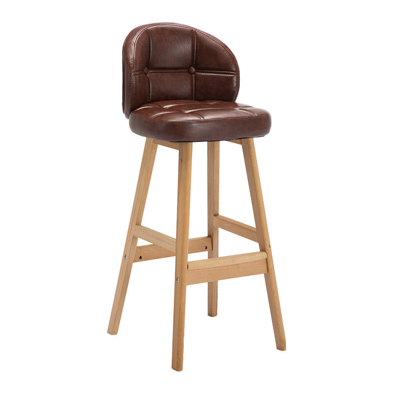 Modern Armless Counter Stool Wood Household Bar Stool with Cushion Coffee Natural 1 Piece Clearhalo 'Bar Furniture' 'Bar Stools' 'bar_stools' 'furn' 'furn_bar_stools' 'furniture_bar_stools' 'Kitchen & Dining Furniture' 'kitchen&dining_furn' 'kitchen' 'kitchen_furn' Furniture' 4198426