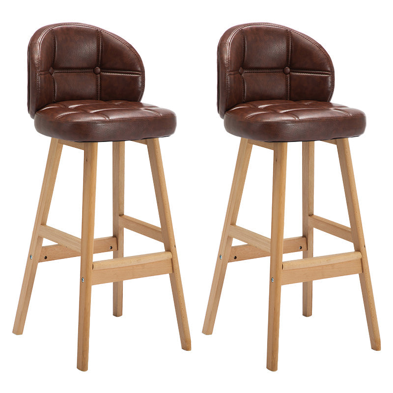 Modern Armless Counter Stool Wood Household Bar Stool with Cushion Coffee Natural 2 Piece Set Clearhalo 'Bar Furniture' 'Bar Stools' 'bar_stools' 'furn' 'furn_bar_stools' 'furniture_bar_stools' 'Kitchen & Dining Furniture' 'kitchen&dining_furn' 'kitchen' 'kitchen_furn' Furniture' 4198428