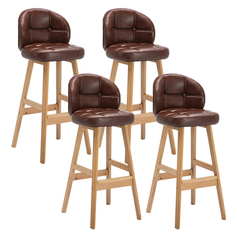 Modern Armless Counter Stool Wood Household Bar Stool with Cushion Coffee Natural 4 Piece Set Clearhalo 'Bar Furniture' 'Bar Stools' 'bar_stools' 'furn' 'furn_bar_stools' 'furniture_bar_stools' 'Kitchen & Dining Furniture' 'kitchen&dining_furn' 'kitchen' 'kitchen_furn' Furniture' 4198430